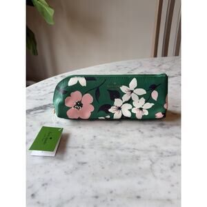 Kate Spade Floral Pencil Case Set Green With Pink And White Flowers NWT